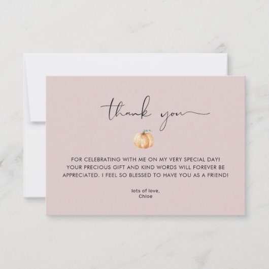 A Little Pumpkin Is On The Way Fall Baby Thank You Bedankkaart (Voorkant)