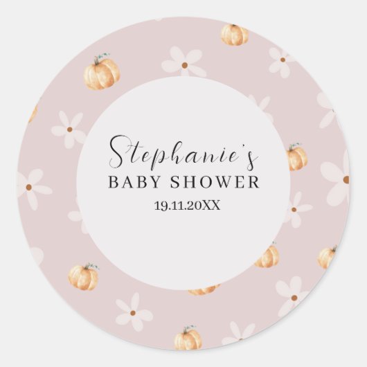 A Little Pumpkin Is On The Way Fall Round Sticker (Voorkant)