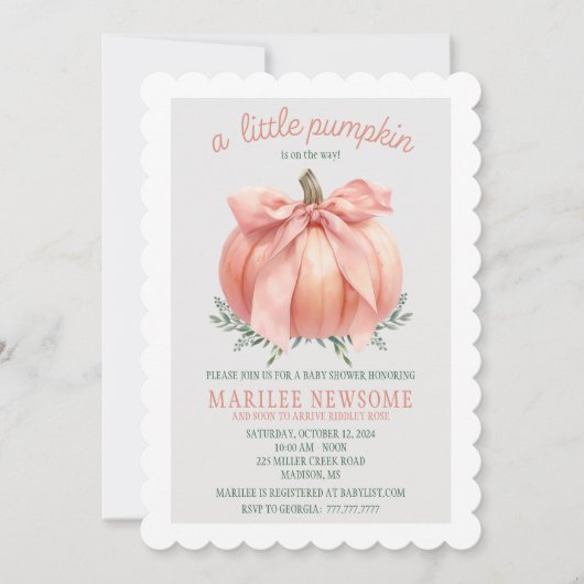 A Little Pumpkin is onderweg naar de babymeisjesdo Kaart (Voorkant)