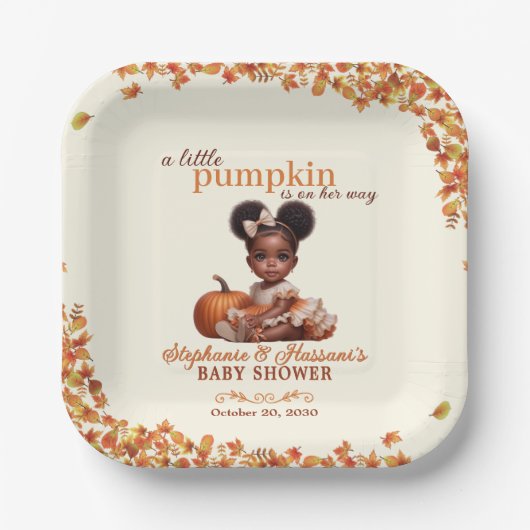A Little Pumpkin is op weg naar Puff Baby Girl Papieren Bordje (Voorkant)