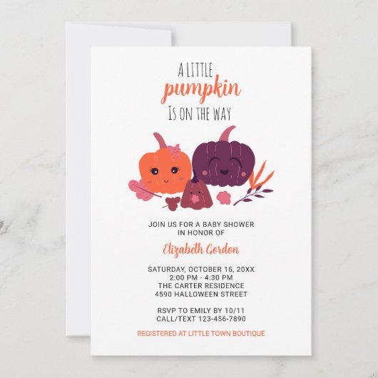 A little pumpkin is the way Cute baby shower Kaart (Voorkant)