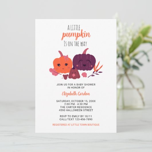 A little pumpkin is the way Cute baby shower Kaart (Staand voorkant)