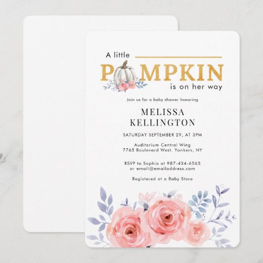 A Little Pumpkin on the Way Baby Shower Kaart (Voorkant / Achterkant)