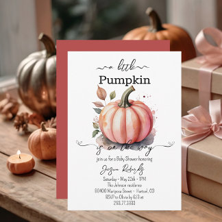 A Little Pumpkin Pink Baby Shower Invitation Kaart
