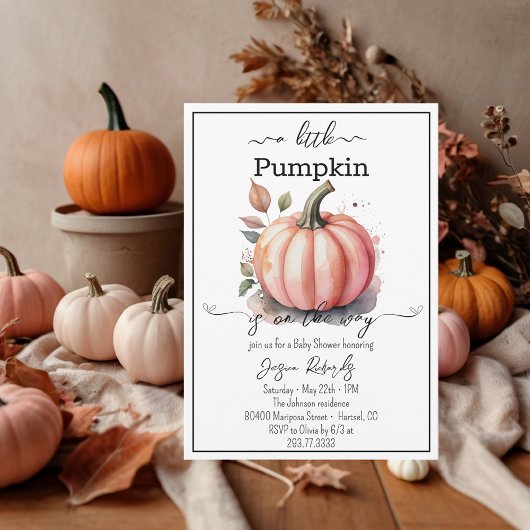 A Little Pumpkin Pink Baby Shower Invitation Kaart