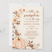 A Little Pumpkin QR Code Fall Floral Baby Shower Kaart (Voorkant)