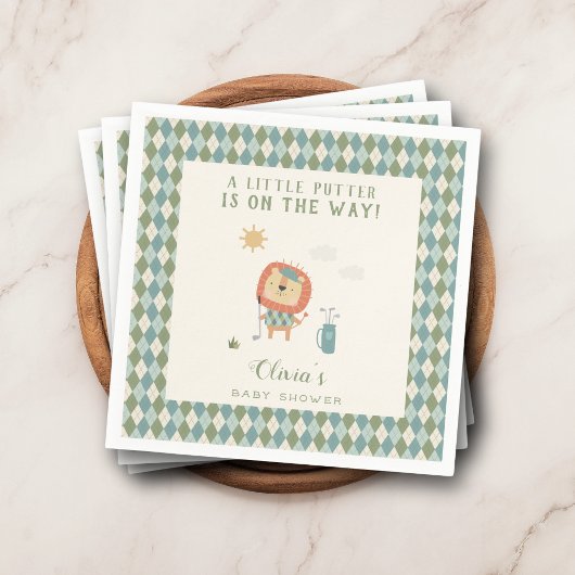 A Little Putter Golf Baby Shower Preppy Argyle Servet