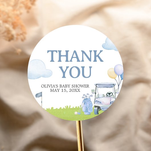 A Little Putter Golf Baby Shower Ronde Sticker