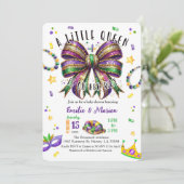 A little Queen is on her way Mardi Gras Invitation Kaart (Staand voorkant)