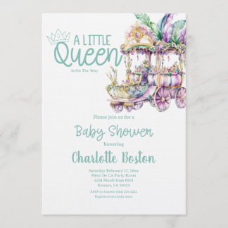 A Little Queen Mardi Gras Float Baby Shower Kaart