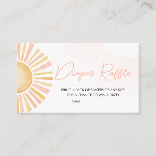 A Little Ray of Sunshine Baby shower Luier Raffle Informatiekaartje (Voorkant)