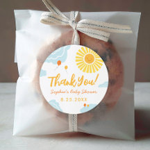 A Little Ray of Sunshine Baby shower Ronde Sticker