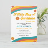 A Little Ray of Sunshine Boho Retro Baby shower Kaart (Staand voorkant)