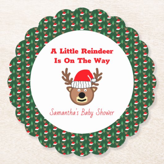 A Little Reindeer Is On The Way Kartonnen Onderzetters (Voorkant)
