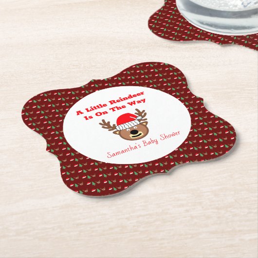 A Little Reindeer Is On The Way Kartonnen Onderzetters (Gekanteld)