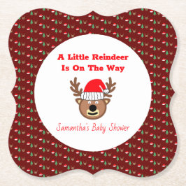 A Little Reindeer Is On The Way Kartonnen Onderzetters