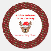 A Little Reindeer Is On The Way  Ronde Sticker (Voorkant)