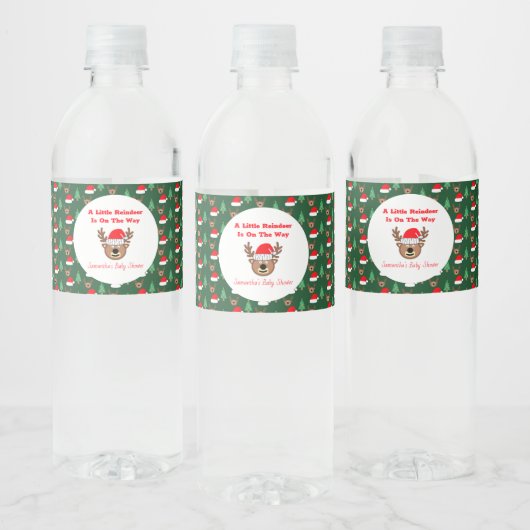 A Little Reindeer Is On The Way Waterfles Etiket (Flessen)