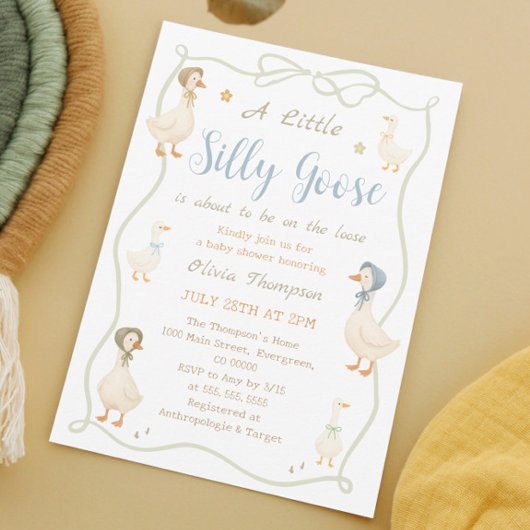 A Little Silly Goose Baby Shower Kaart