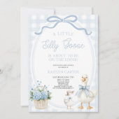 A Little Silly Goose Blue Bow Floral Baby Shower Kaart (Voorkant)