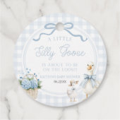 A Little Silly Goose Blue Floral Bow Baby Shower Bedankjes Labels (Achterkant)