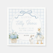 A Little Silly Goose Blue Floral Bow Baby Shower Servet (Voorkant)