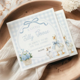 A Little Silly Goose Blue Floral Bow Baby Shower Servet