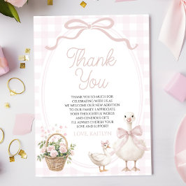 A Little Silly Goose Pink Bow Floral Baby Shower Bedankkaart