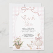 A Little Silly Goose Pink Bow Floral Baby Shower Bedankkaart (Voorkant)
