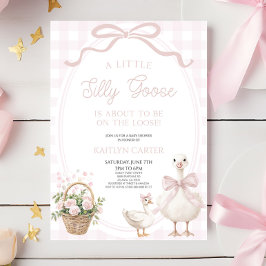 A Little Silly Goose Pink Bow Floral Baby Shower Kaart
