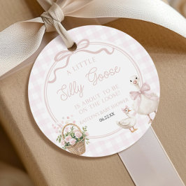 A Little Silly Goose Pink Floral Bow Baby Shower Bedankjes Labels