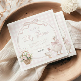 A Little Silly Goose Pink Floral Bow Baby Shower Servet
