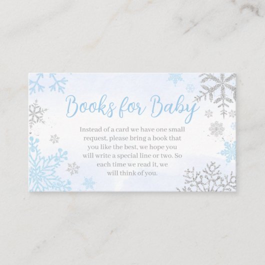 A Little Snowflake Blue Baby shower Boeken voor Ba Informatiekaartje (Voorkant)
