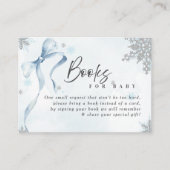 A little Snowflake Blue Bow Glitter Baby Shower Informatiekaartje (Voorkant)