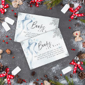 A little Snowflake Blue Bow Glitter Baby Shower Informatiekaartje