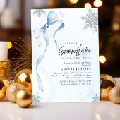 A little Snowflake Blue Bow Glitter Baby Shower Kaart