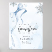 A little Snowflake Blue Bow Glitter Baby Shower Poster (Voorkant)