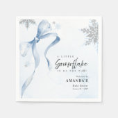 A little Snowflake Blue Bow Glitter Baby Shower Servet (Voorkant)