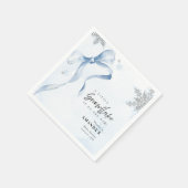 A little Snowflake Blue Bow Glitter Baby Shower Servet (Hoek)