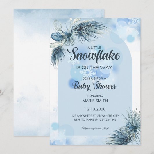 A Little Snowflake is on the Way Baby Shower Kaart (Voorkant / Achterkant)