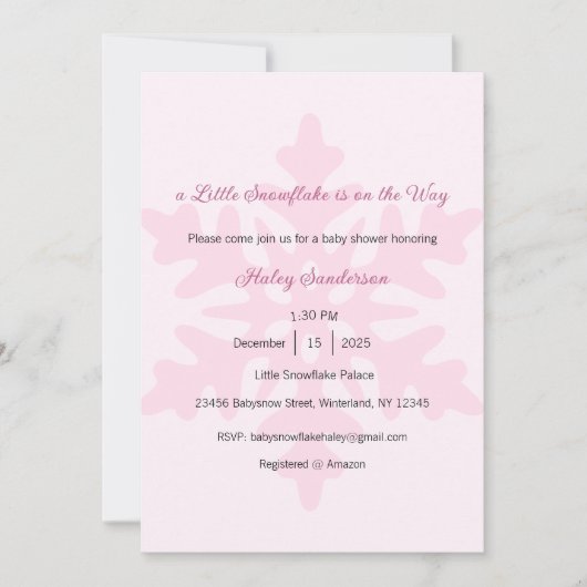 A Little Snowflake is on the Way Invitation, Baby Kaart (Voorkant)