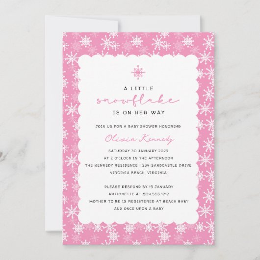 A Little Snowflake is op weg naar het Baby shower Kaart (Voorkant)