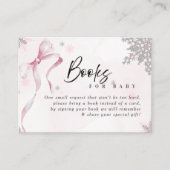 A little Snowflake Pink Bow Glitter Baby Shower Informatiekaartje (Voorkant)
