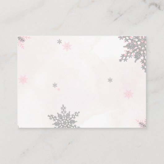 A little Snowflake Pink Bow Glitter Baby Shower Informatiekaartje (Achterkant)