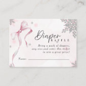 A little Snowflake Pink Bow Glitter Baby Shower Informatiekaartje (Voorkant)