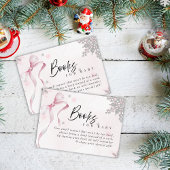 A little Snowflake Pink Bow Glitter Baby Shower Informatiekaartje