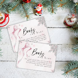 A little Snowflake Pink Bow Glitter Baby Shower Informatiekaartje