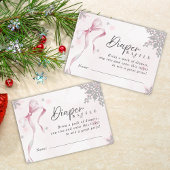 A little Snowflake Pink Bow Glitter Baby Shower Informatiekaartje