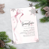 A little Snowflake Pink Bow Glitter Baby Shower Kaart