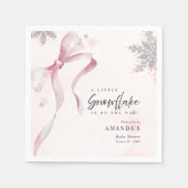 A little Snowflake Pink Bow Glitter Baby Shower Servet (Voorkant)